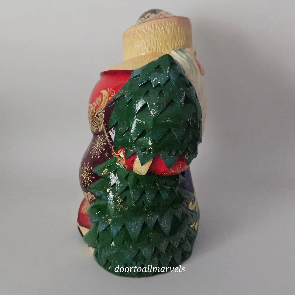 Hand Carved Russian Ded Moroz Santa Wood Figure 7